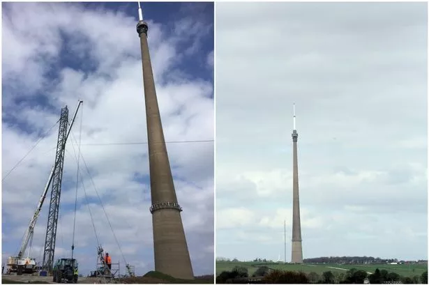 Emley Moor mast now has a 'twin' and this is what it looks like